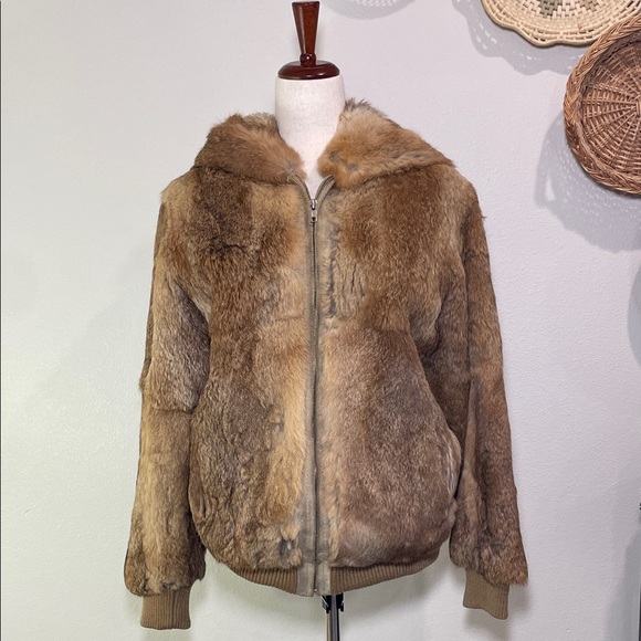 Gorgeous Vintage Younkers French Rabbit Fur Coat Jacket Bomber